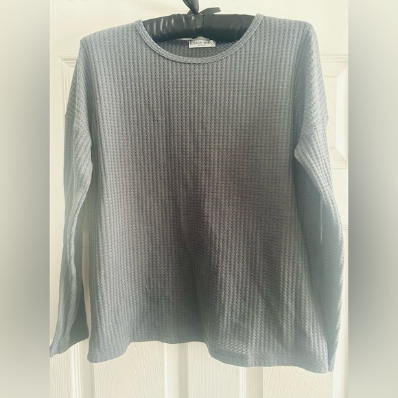 Ekouaer Womens Waffle Knit Long Sleeve Top, Gray, Sz Small - Picture 1 of 3